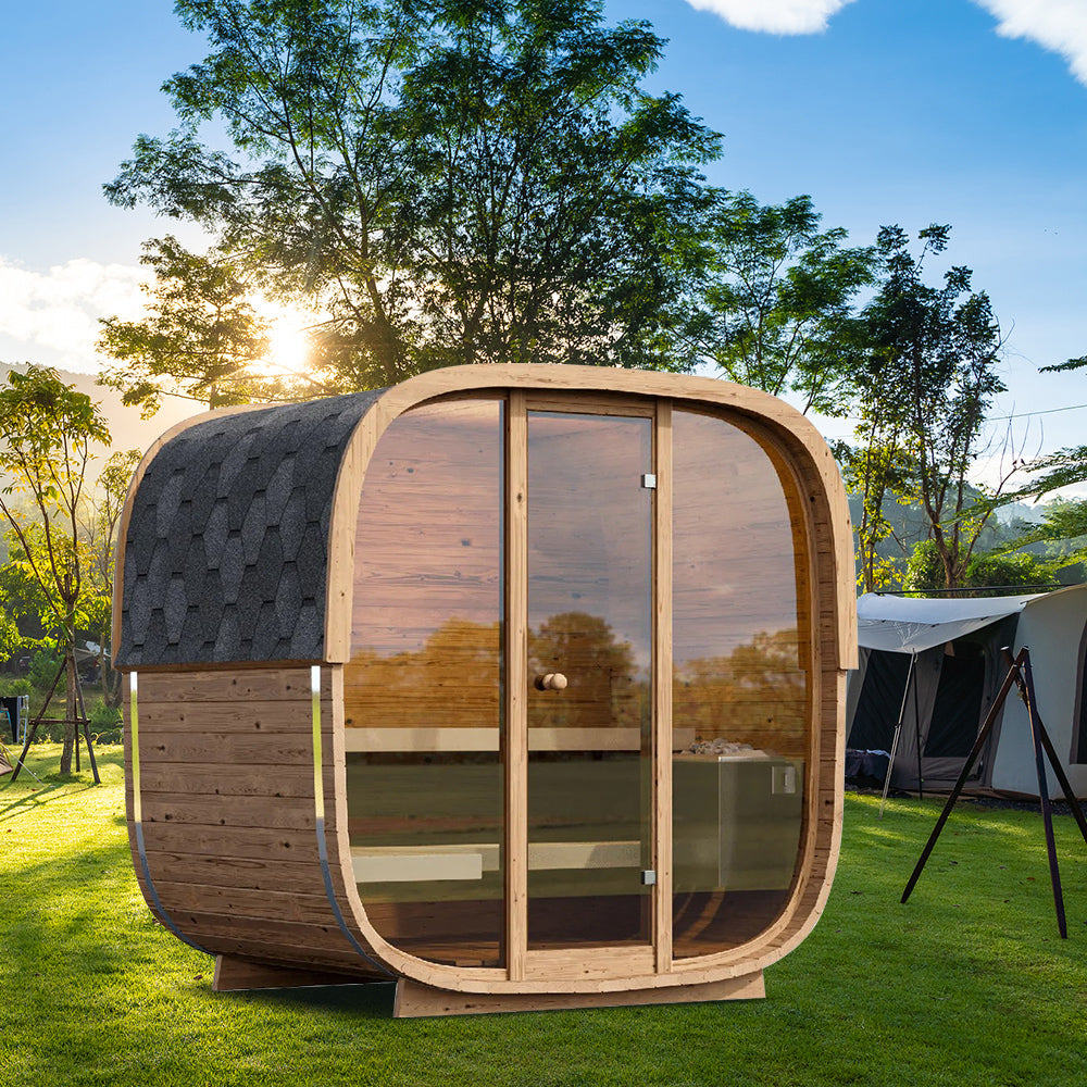SAUNASNET® Luxurious Cube Outdoor Sauna Room Square 01