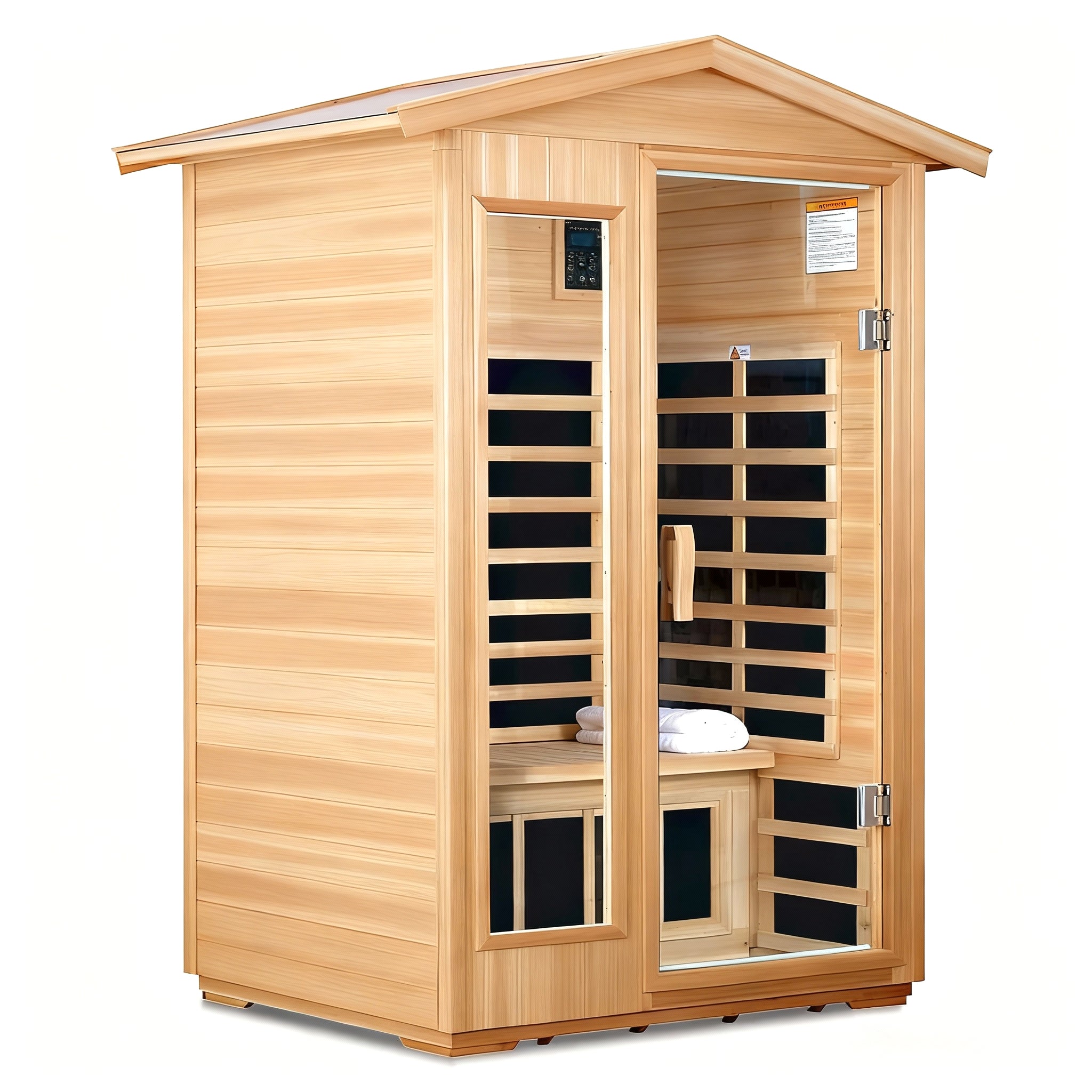 SAUNASNET® 2-Person Outdoor Solid Wood Sauna with Smart WiFi Control Infrared 17