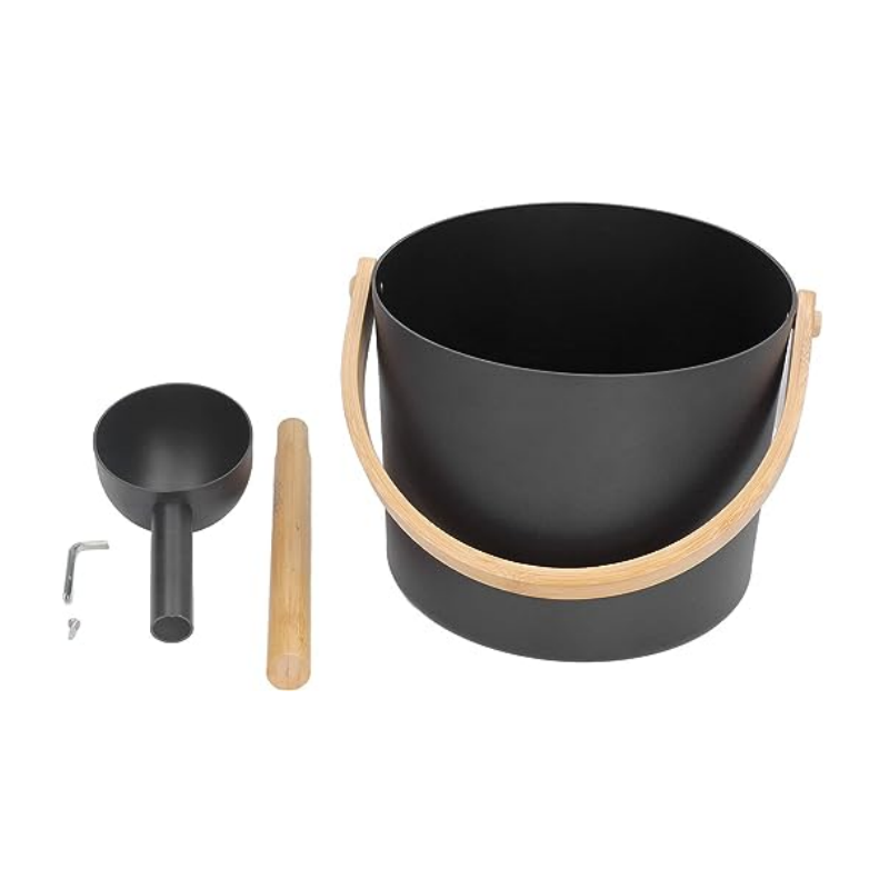 Large capacity aluminium sauna bucket set (with spoon)