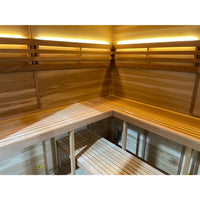 SAUNASNET® Nordic Panorama Glass-Wood Outdoor Sauna Cabin – Modern Luxury Horizon View Design Terra 02