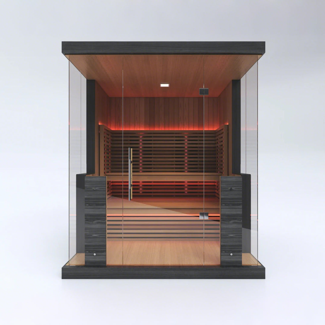 SAUNASNET® Luxury Glass Sauna with Full Spectrum,Lighting, Modern Wood Design, 4-6 Persons with WiFi Control Infrared 06