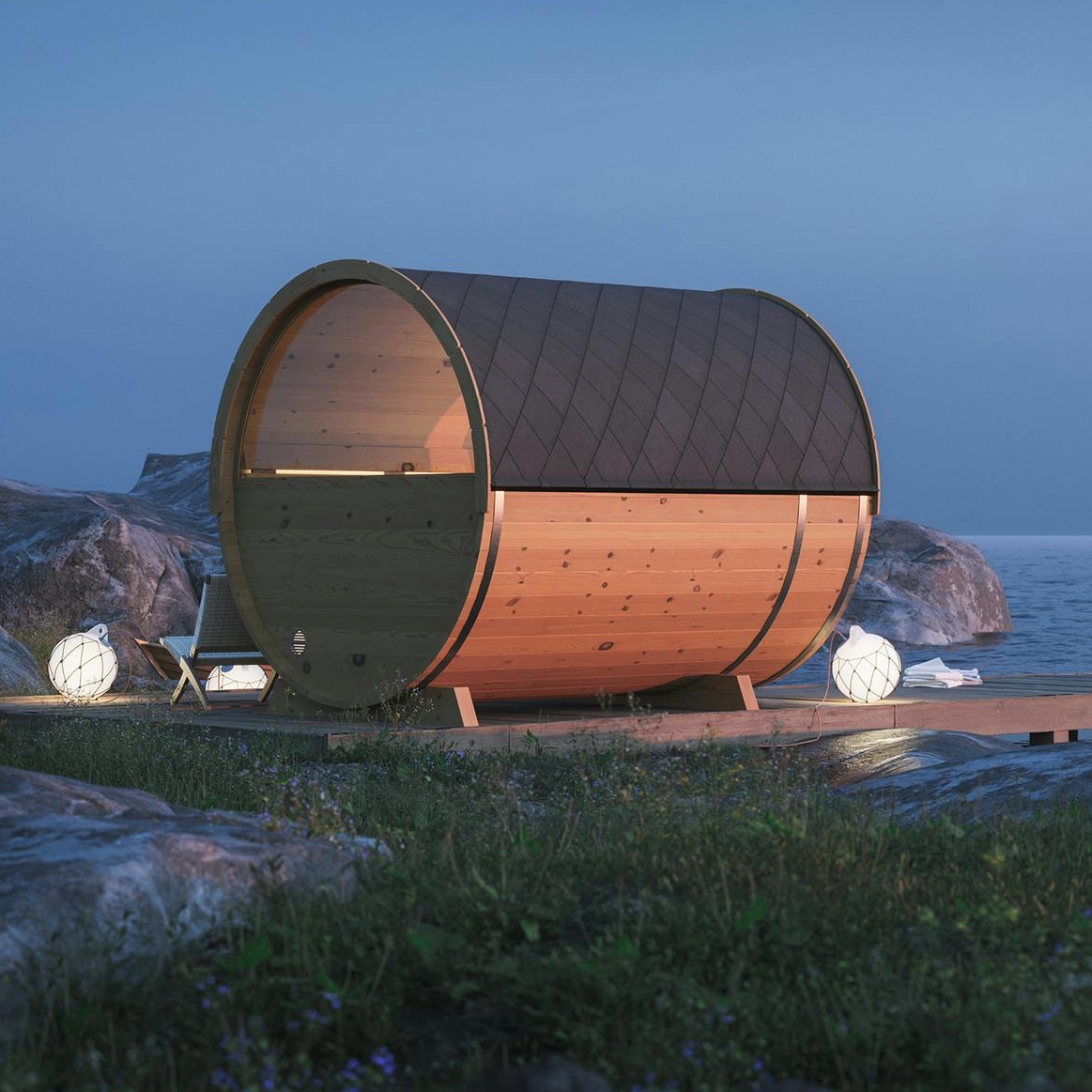 SAUNASNET® Outdoor Sauna With Panoramic View Barrel 03