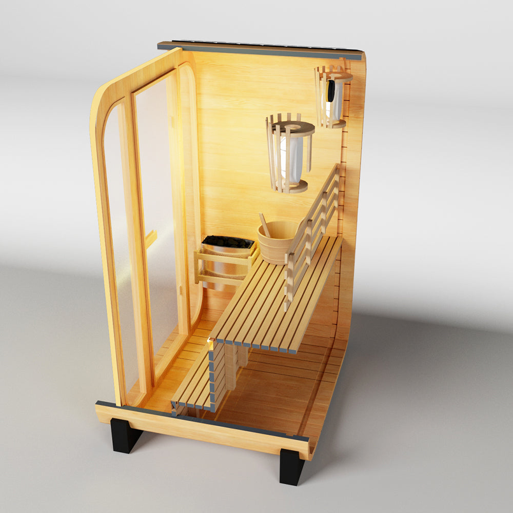 SAUNASNET® Compact Outdoor Barrel Sauna with Modern Glass Door Barrel 10（US Stock – Ships in 10–15 Days）