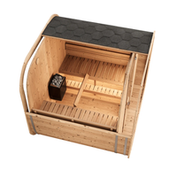 SAUNASNET® Outdoor Cube Sauna with Glass Door Barrel 04