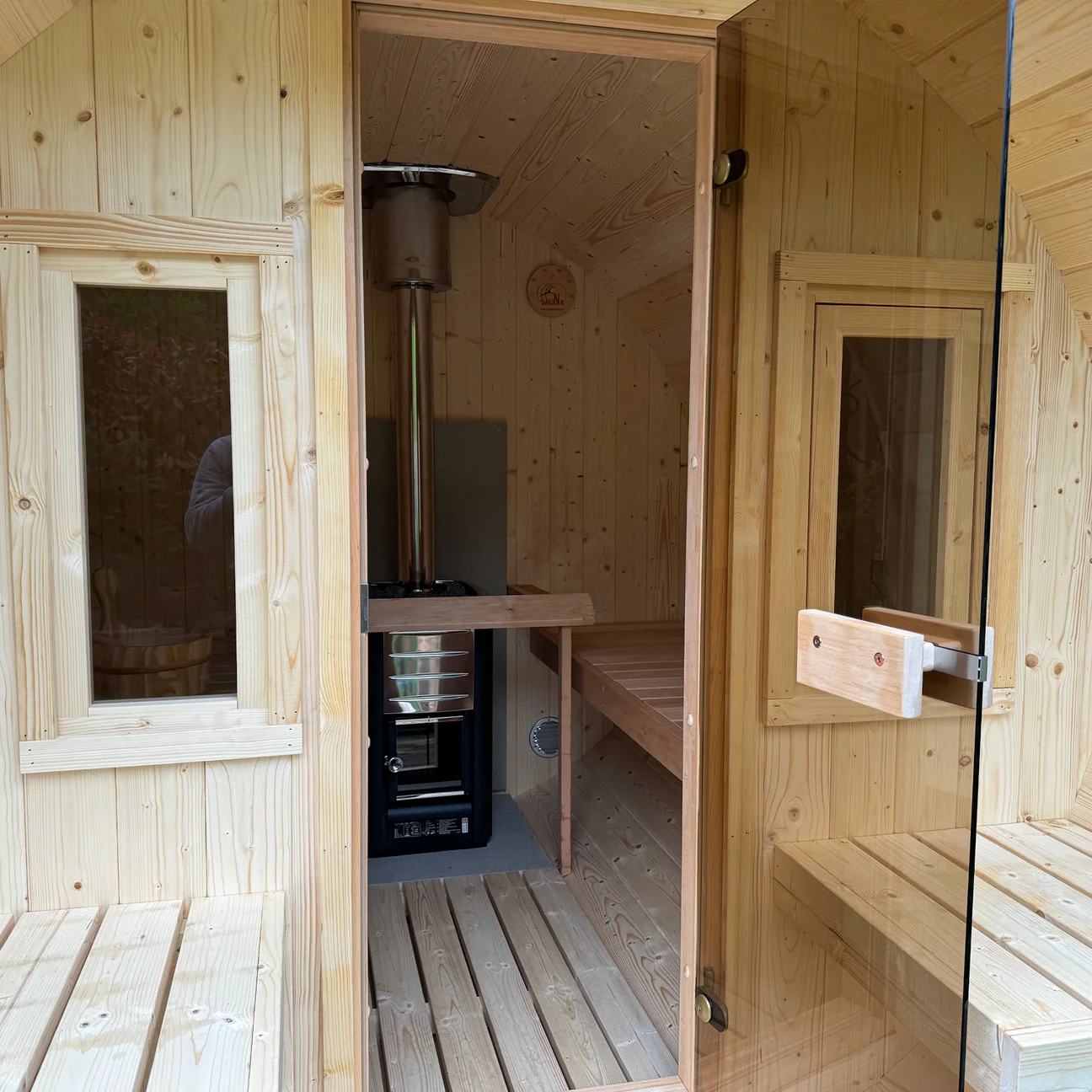 SAUNASNET® Outdoor Basic Sauna With Porch Barrel 08