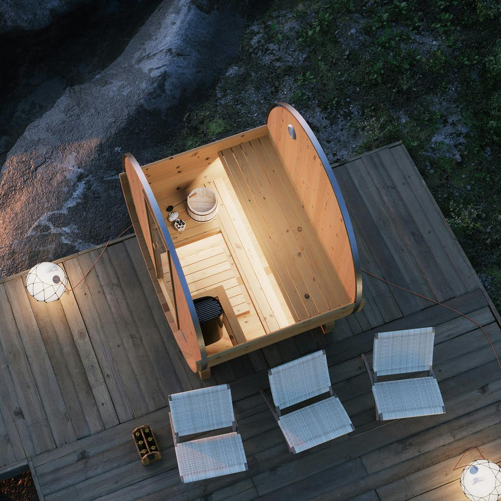 SAUNASNET® Canadian Wood Outdoor Sauna Room Barrel 01