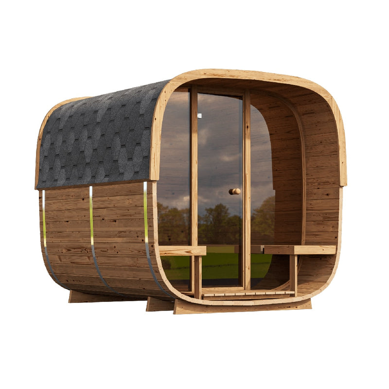 SAUNASNET Luxurious Cube Outdoor Sauna Room with Porch