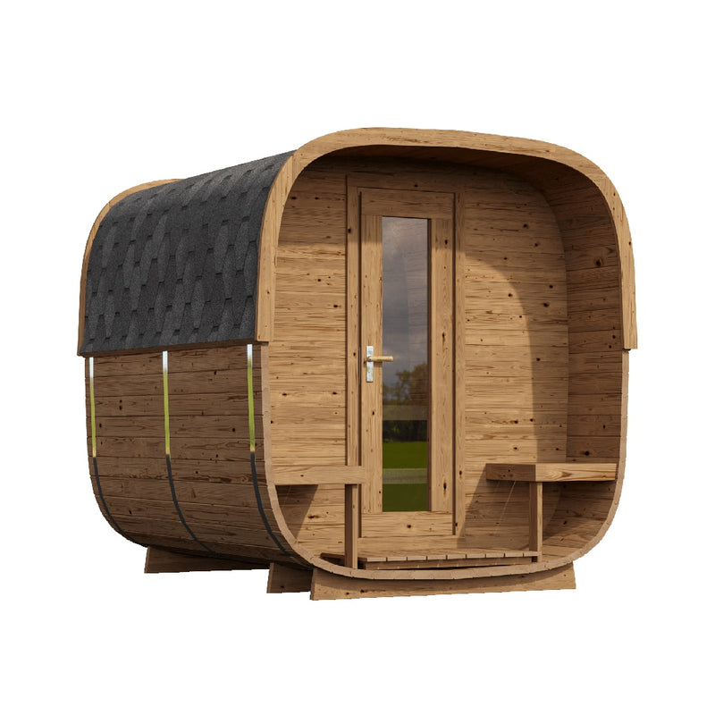 SAUNASNET Luxurious Cube Outdoor Sauna Room with Porch