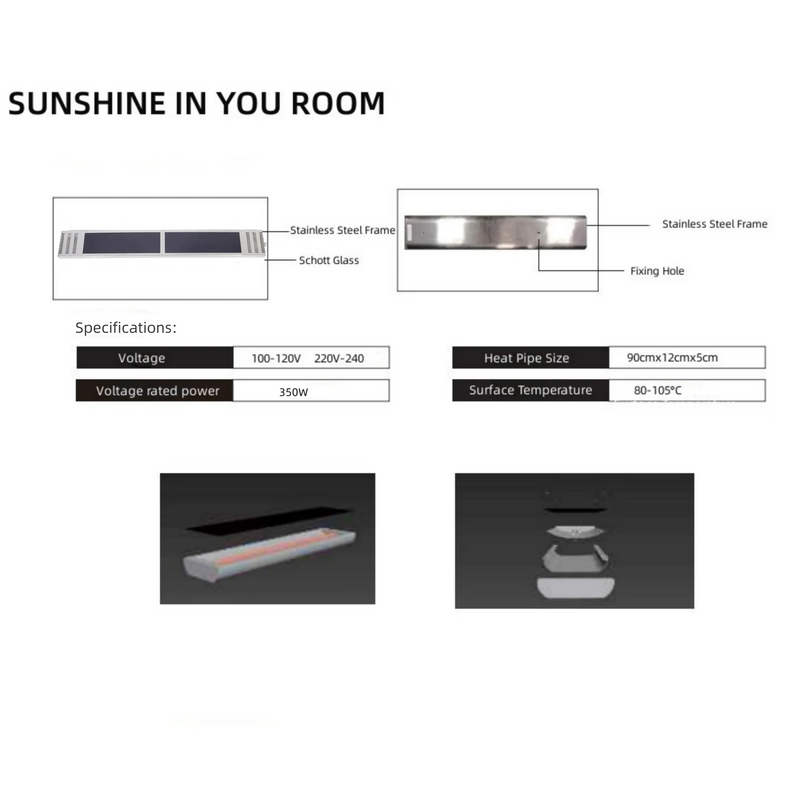 Full Far Infrared Carbon Fiber Glass Red Light Heater Tube