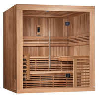 SAUNASNET® 6 Person Indoor Double bench Steam Sauna Glass 18