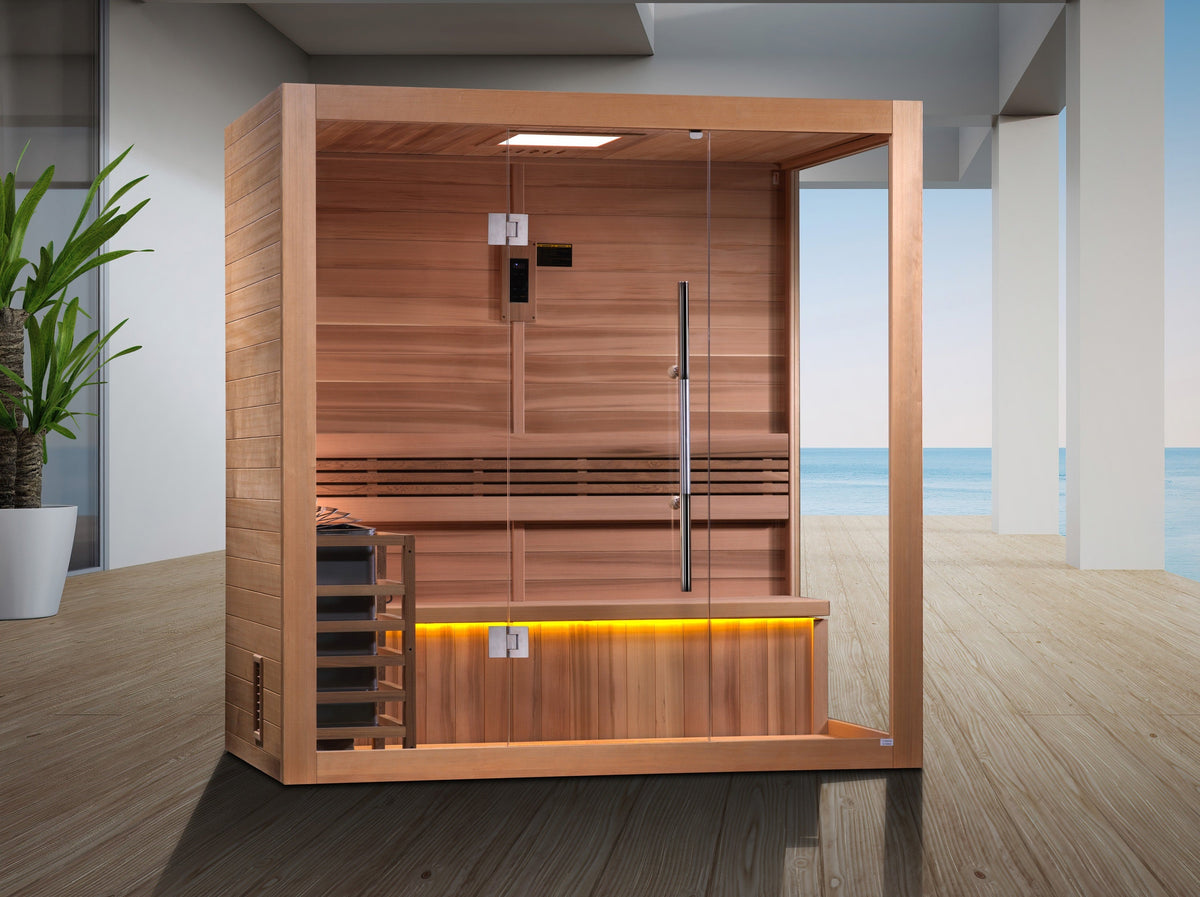SAUNASNET® Indoor Modern Solid Wood Steam Sauna Glass 15