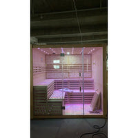 SAUNASNET® Indoor Therapy Wood Steam Sauna Rooms（Double Bench）Glass 10