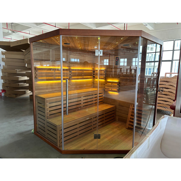 SAUNASNET® Finnish Traditional Indoor Steam Sauna for Home Use Glass 12