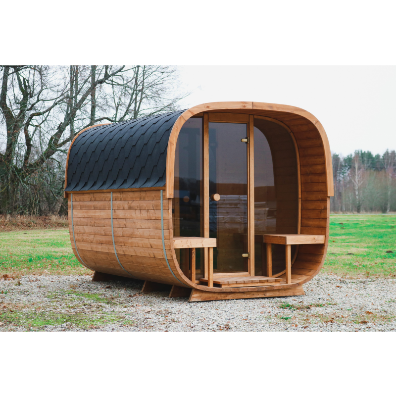 SAUNASNET Luxurious Cube Outdoor Sauna Room with Porch