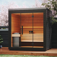 SAUNASNET® Green Energy Saving Sauna with Glass Front – Eco Cube Design for Relaxation and Full Detox Black 03