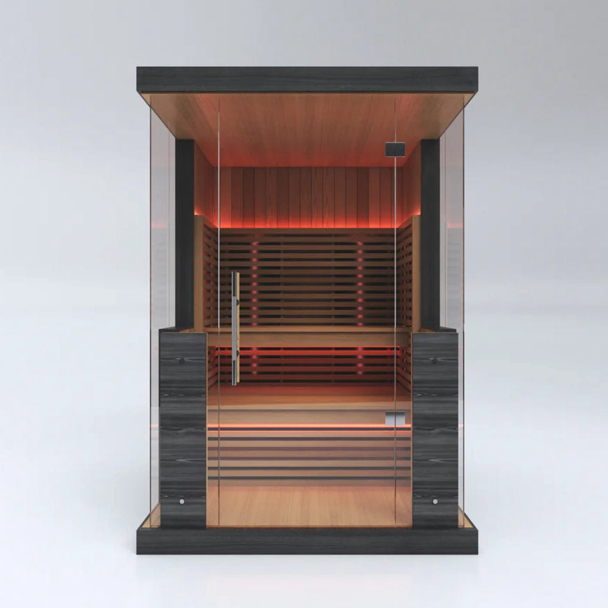 SAUNASNET® Luxury Glass Sauna with Full Spectrum,Lighting, Modern Wood Design, 2-3 Persons with WiFi Control Infrared 07