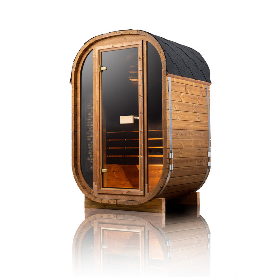 SAUNASNET® Compact Outdoor Barrel Sauna with Modern Glass Door Barrel 10（US Stock – Ships in 10–15 Days）