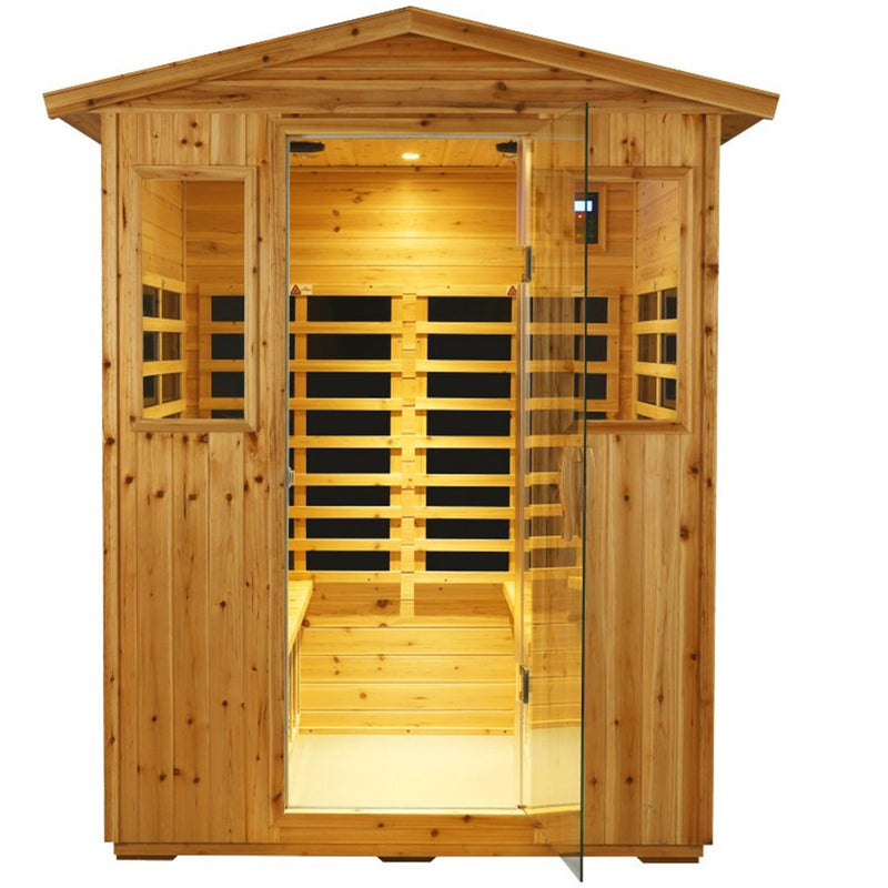 SAUNASNET® 4-Person Outdoor Solid Wood Sauna with Smart WiFi Control