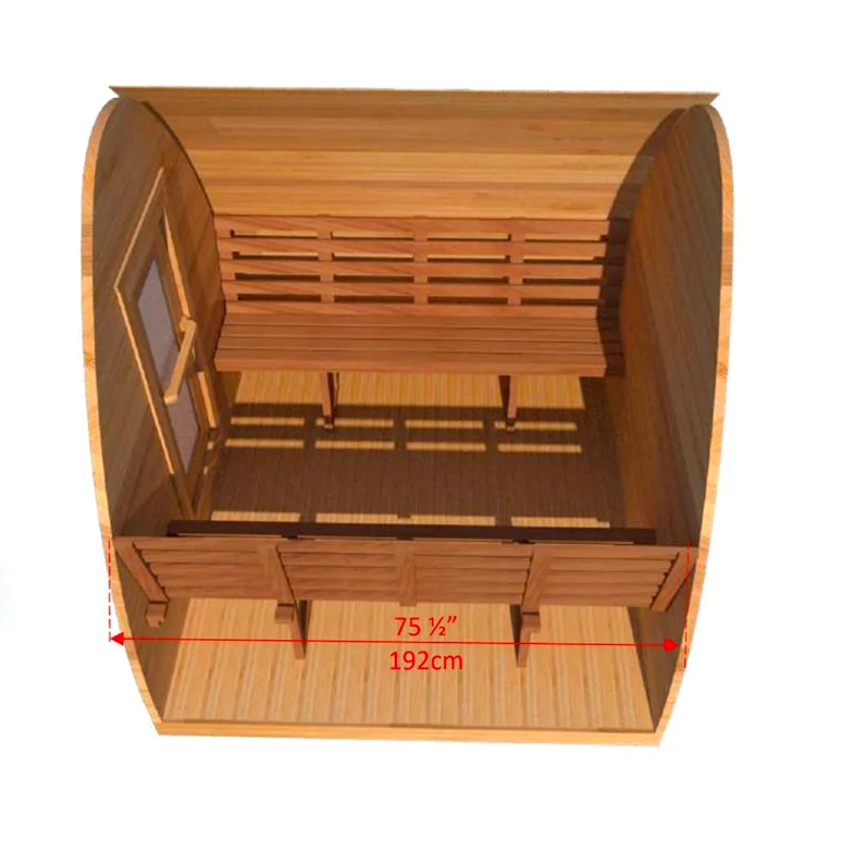 SAUNASNET® Mini POD Outdoor Clear Red Cedar Sauna(2-4 person) Barrel 13
