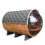 SAUNASNET Traditional Panoramic Barrel Sauna (Asphalt shingles)