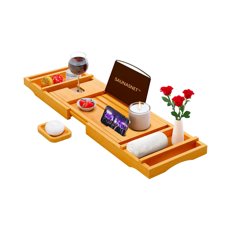 Natural Bamboo Bathtub Caddy