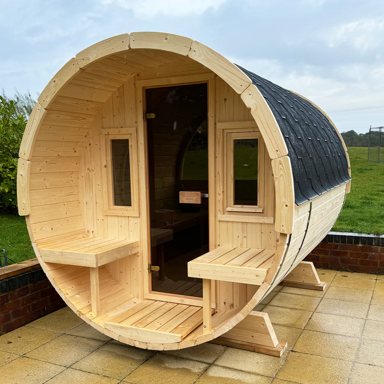 SAUNASNET® Outdoor Basic Sauna With Porch Barrel 08