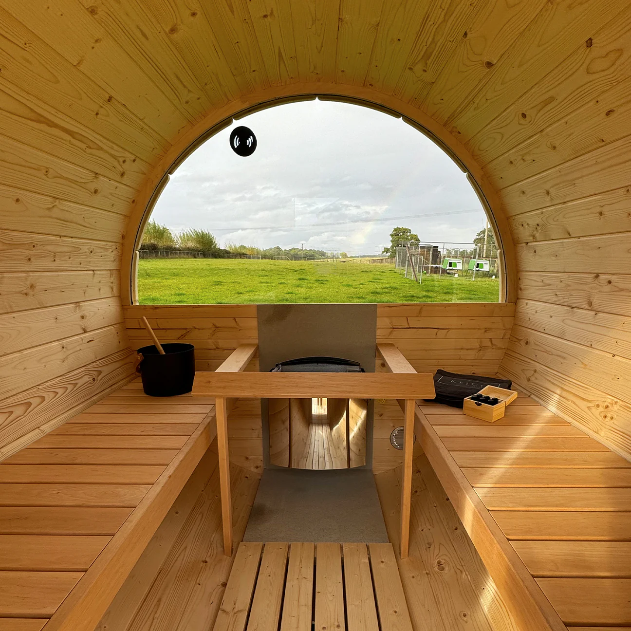 SAUNASNET® Outdoor Basic Sauna With Porch Barrel 08