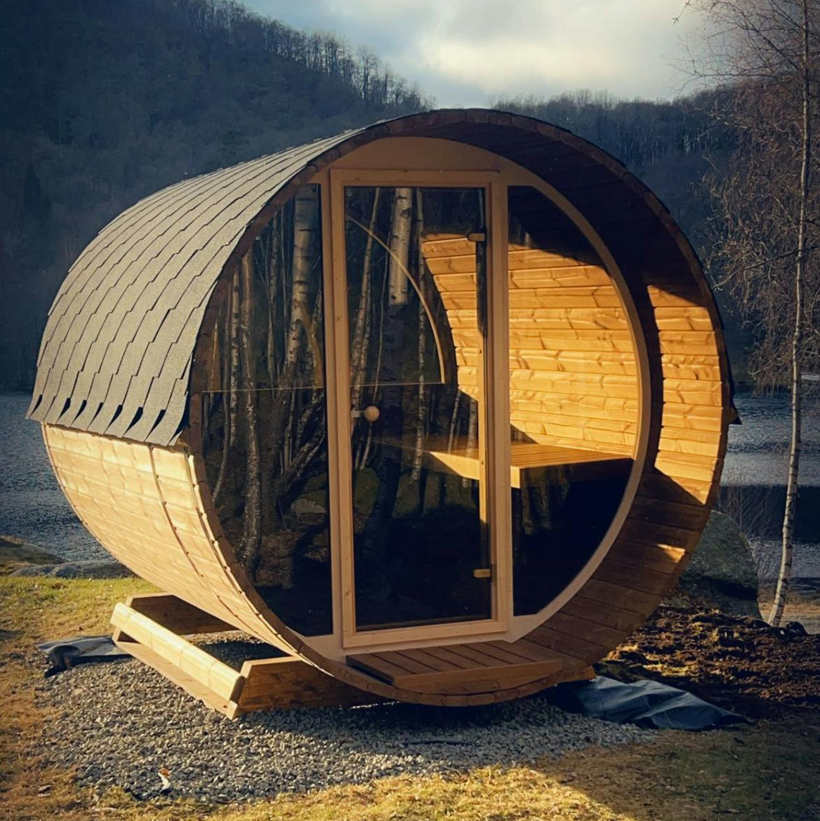 SAUNASNET® Outdoor Sauna With Panoramic View Barrel 03