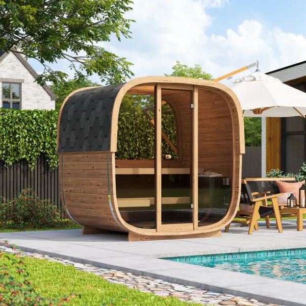 SAUNASNET® Luxurious Cube Outdoor Sauna Room Square 01