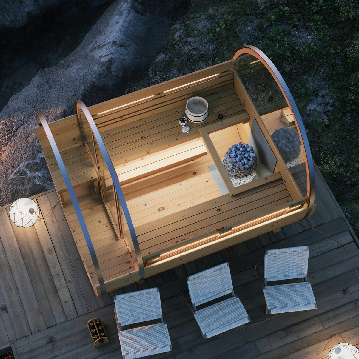 SAUNASNET® Outdoor Sauna With Panoramic View Barrel 03