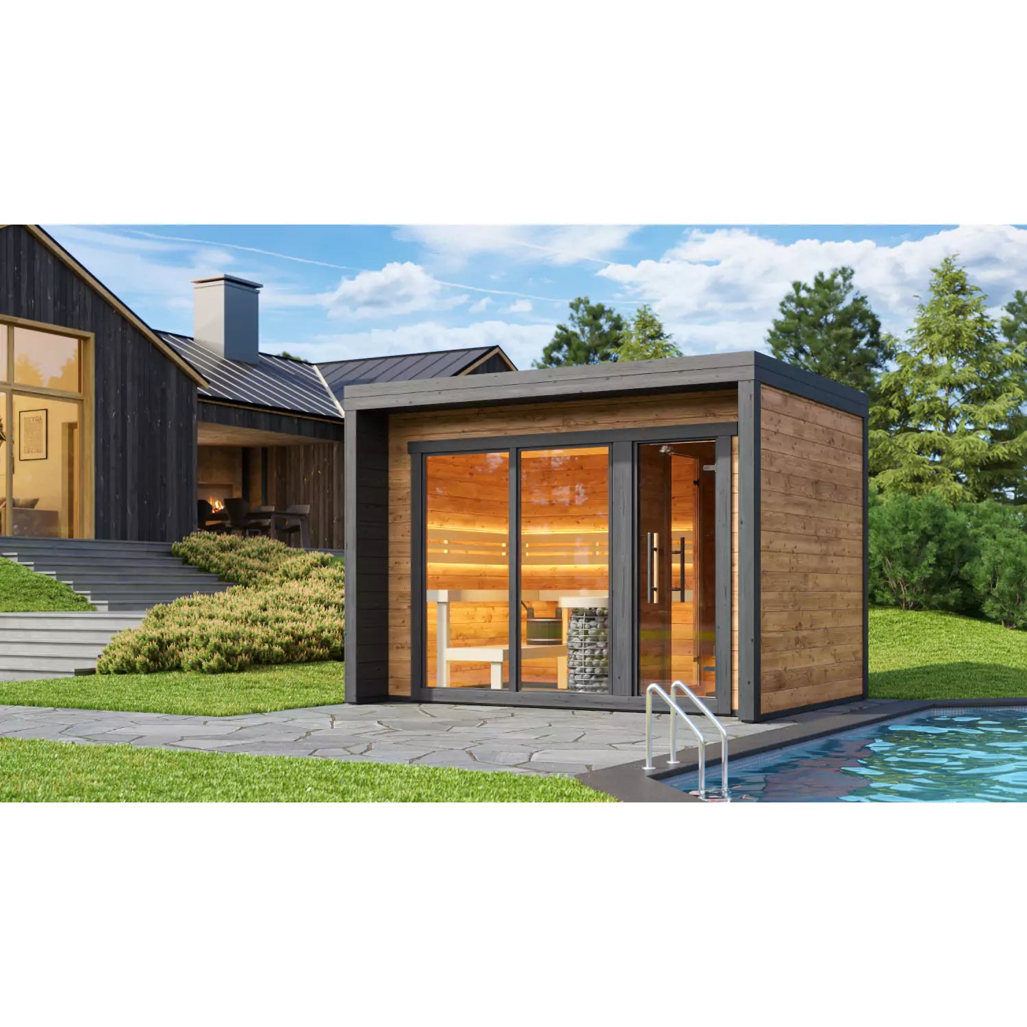 SAUNASNET® Outdoor Cabin Square Sauna Terra 03