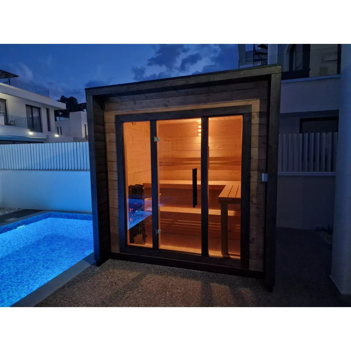 SAUNASNET® Premium Outdoor Glass-Wood Sauna Cabin – Contemporary Nordic Design for Luxury Home Wellness Terra 01