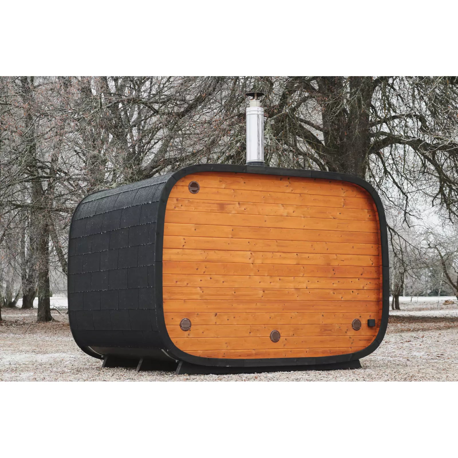 SAUNASNET® Echo Round Cube Outdoor Cabin Sauna For 6-8 People (Facing Benches) Round 01