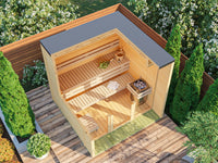 SAUNASNET® Ourdoor Wood Color Right Angle Garden Sauna Square 10