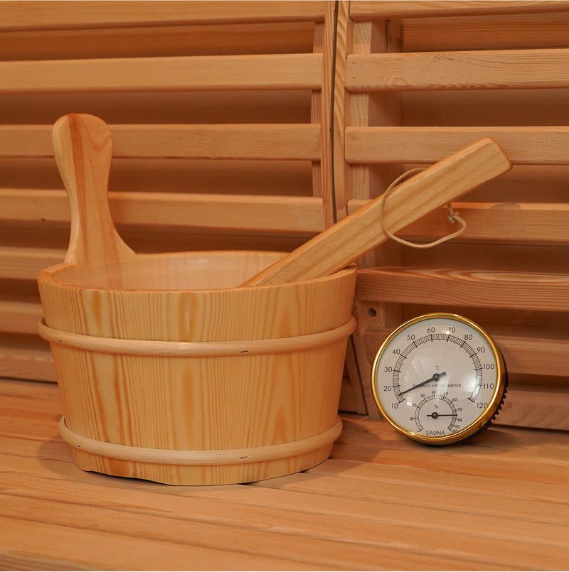 SAUNASNET Outdoor Barrel Sauna With Panoramic View Window (Wood shingles)