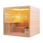 SAUNASNET® Hemlock / Red Cedar Indoor Therapy Wood Steam Sauna Rooms Glass 09