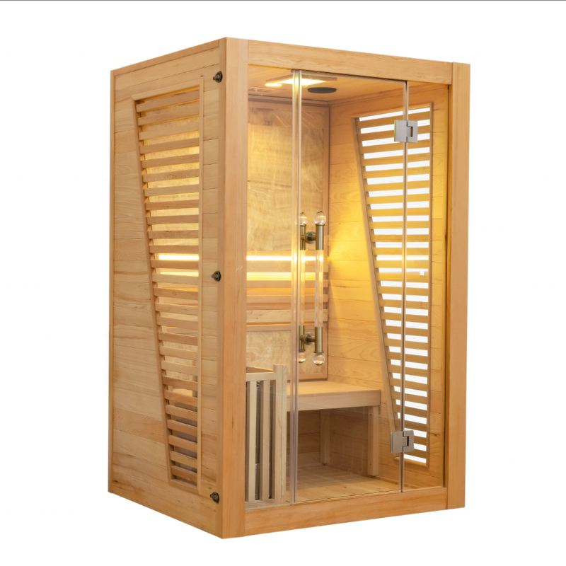SAUNASNET® Commercial Red Cedar Hemlock Indoor Steam Sauna Room Glass 01
