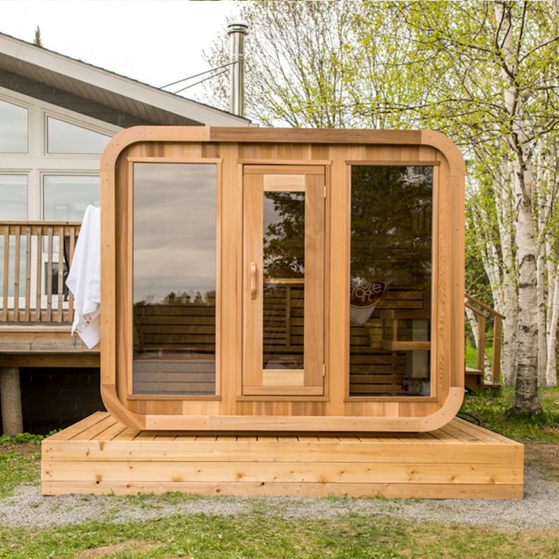 SAUNASNET® Premium Outdoor Cube Sauna Cabin with Glass Front, Energy Efficient Design for Relaxation & Detox Square 05