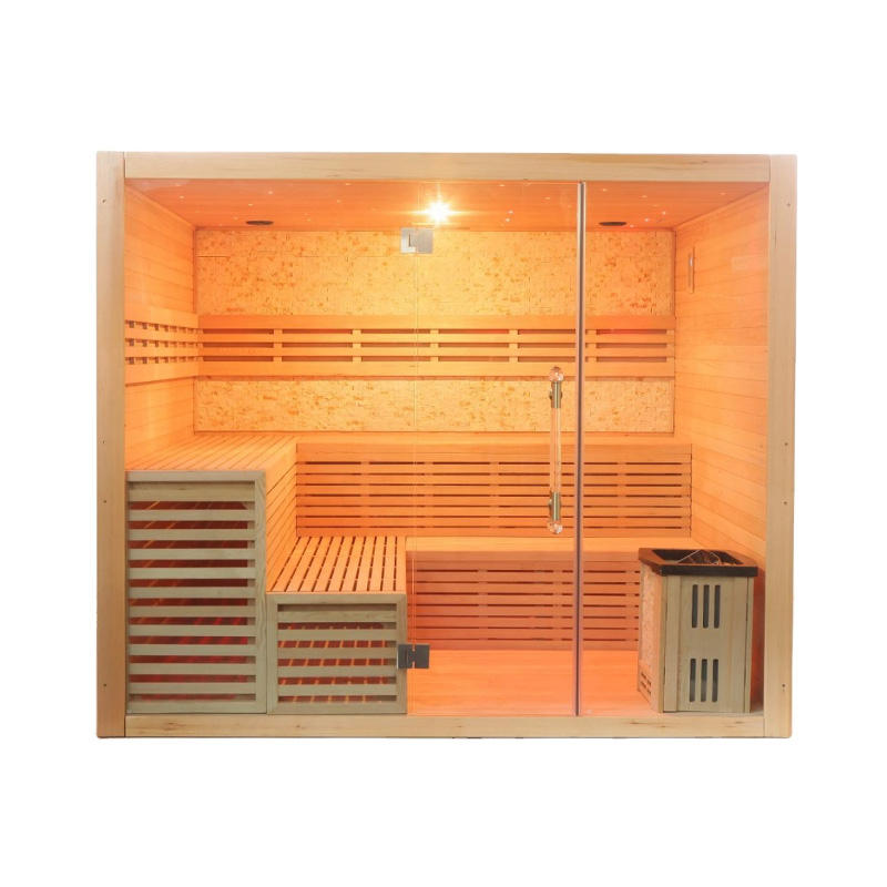SAUNASNET® Indoor Therapy Wood Steam Sauna Rooms（Double Bench）Glass 10