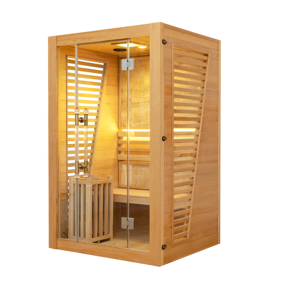 SAUNASNET® Commercial Red Cedar Hemlock Indoor Steam Sauna Room Glass 01