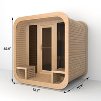 SAUNASNET® Premium Outdoor Cube Sauna Cabin with Glass Front, Energy Efficient Design for Relaxation & Detox Square 05