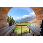 SAUNASNET Outdoor Barrel Sauna With Panoramic View Window (Wood shingles)
