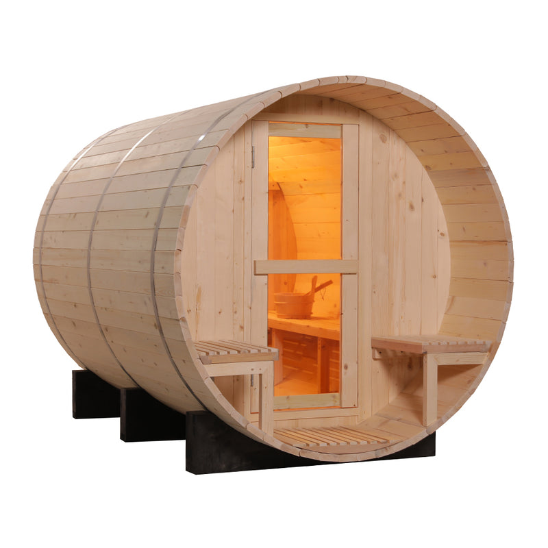 SAUNASNET Canadian Wood Outdoor Barrel Sauna Room