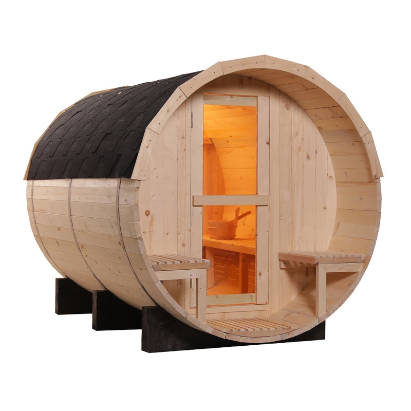 SAUNASNET Canadian Wood Outdoor Barrel Sauna Room