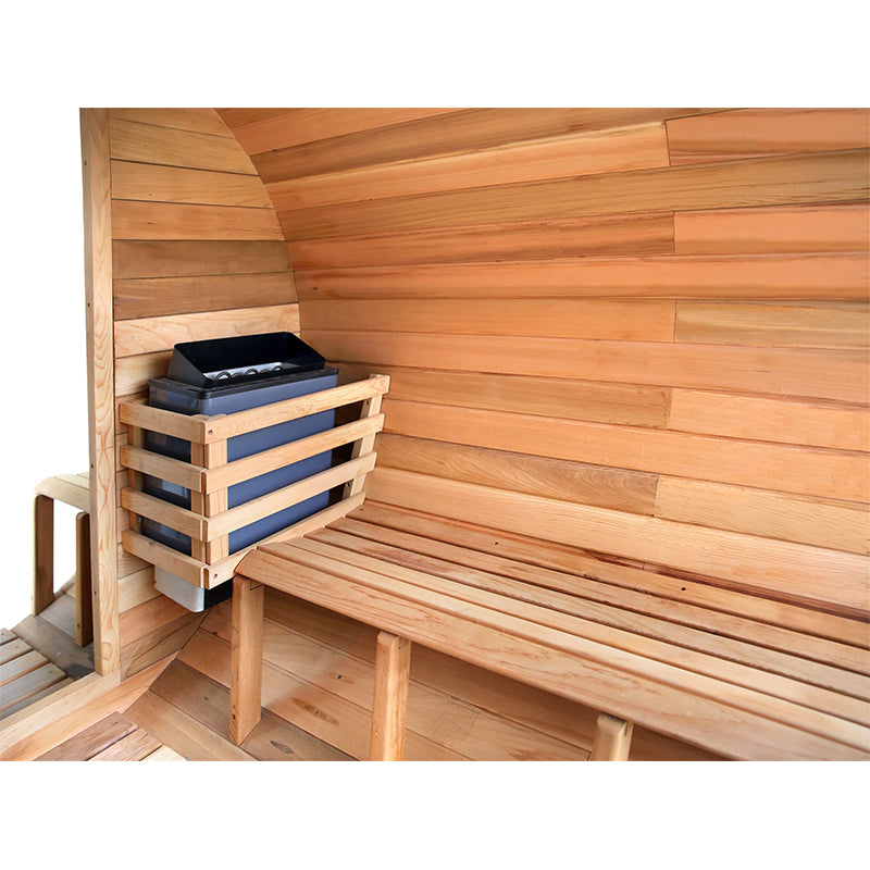 SAUNASNET Outdoor Panoramic Barrel Sauna With Porch