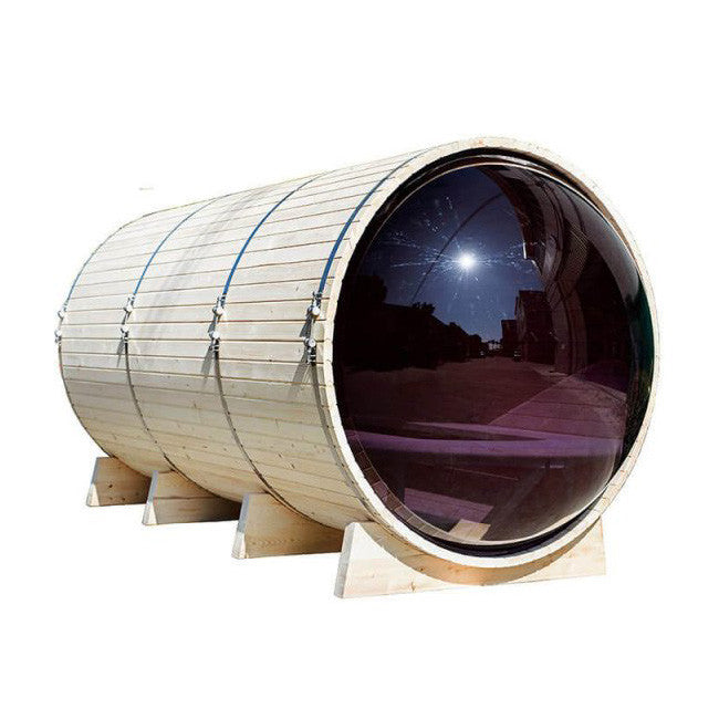 SAUNASNET Outdoor Panoramic Barrel Sauna With Porch