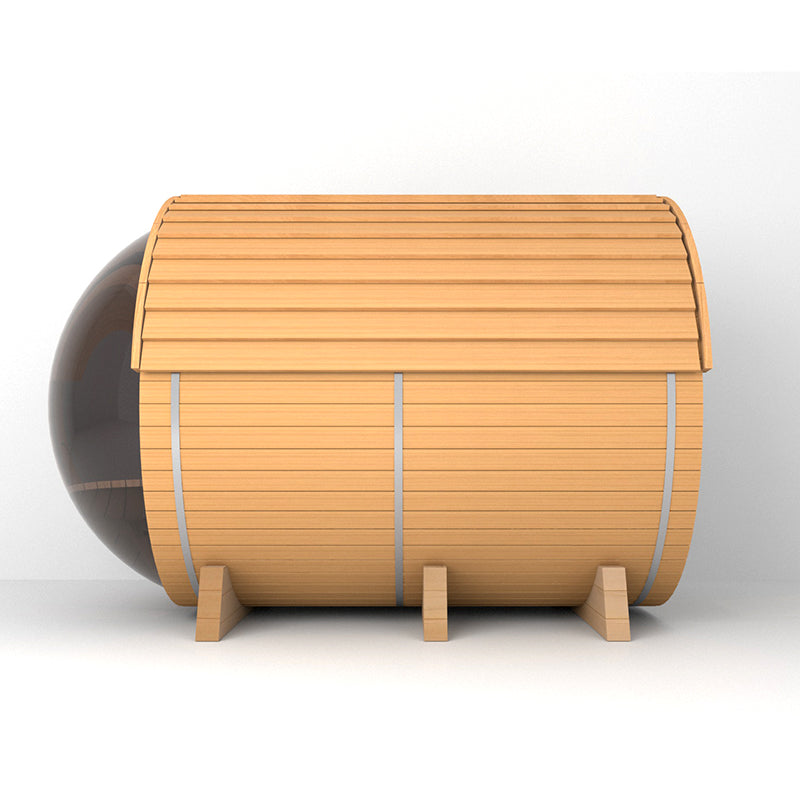 SAUNASNET Outdoor Barrel Sauna With Panoramic View Window (Wood shingles)