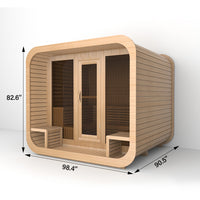 SAUNASNET® Premium Outdoor Cube Sauna Cabin with Glass Front, Energy Efficient Design for Relaxation & Detox Square 05