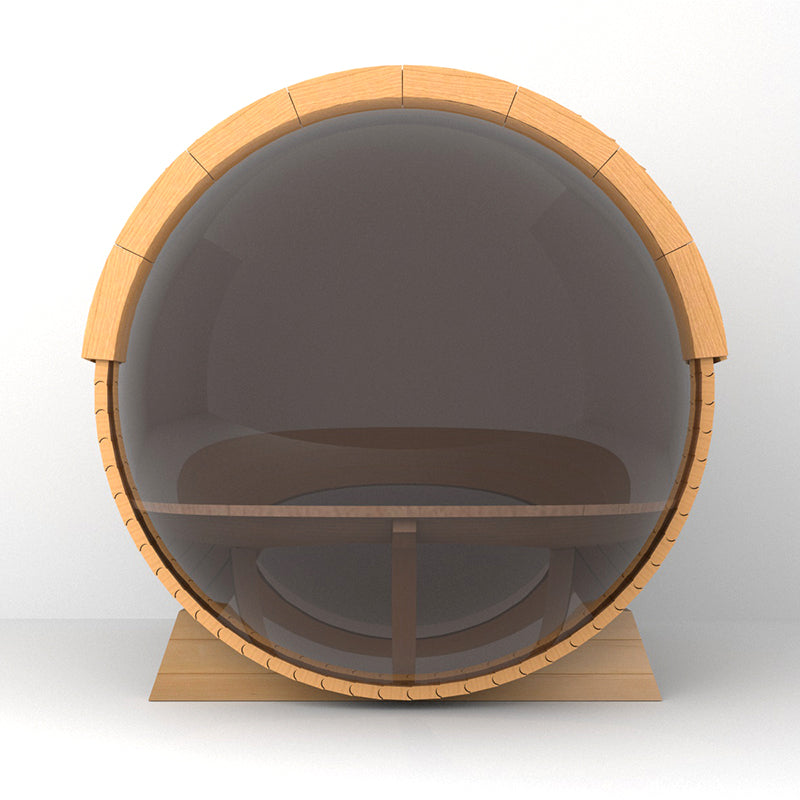 SAUNASNET Outdoor Barrel Sauna With Panoramic View Window (Wood shingles)