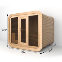 SAUNASNET® Premium Outdoor Cube Sauna Cabin with Glass Front, Energy Efficient Design for Relaxation & Detox Square 05